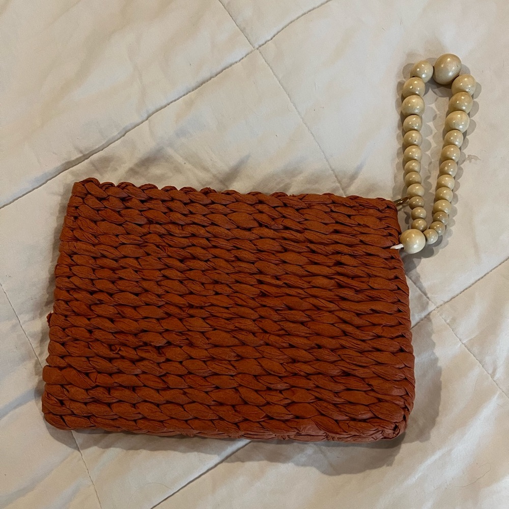 Raffia Clutch- Burnt Orange